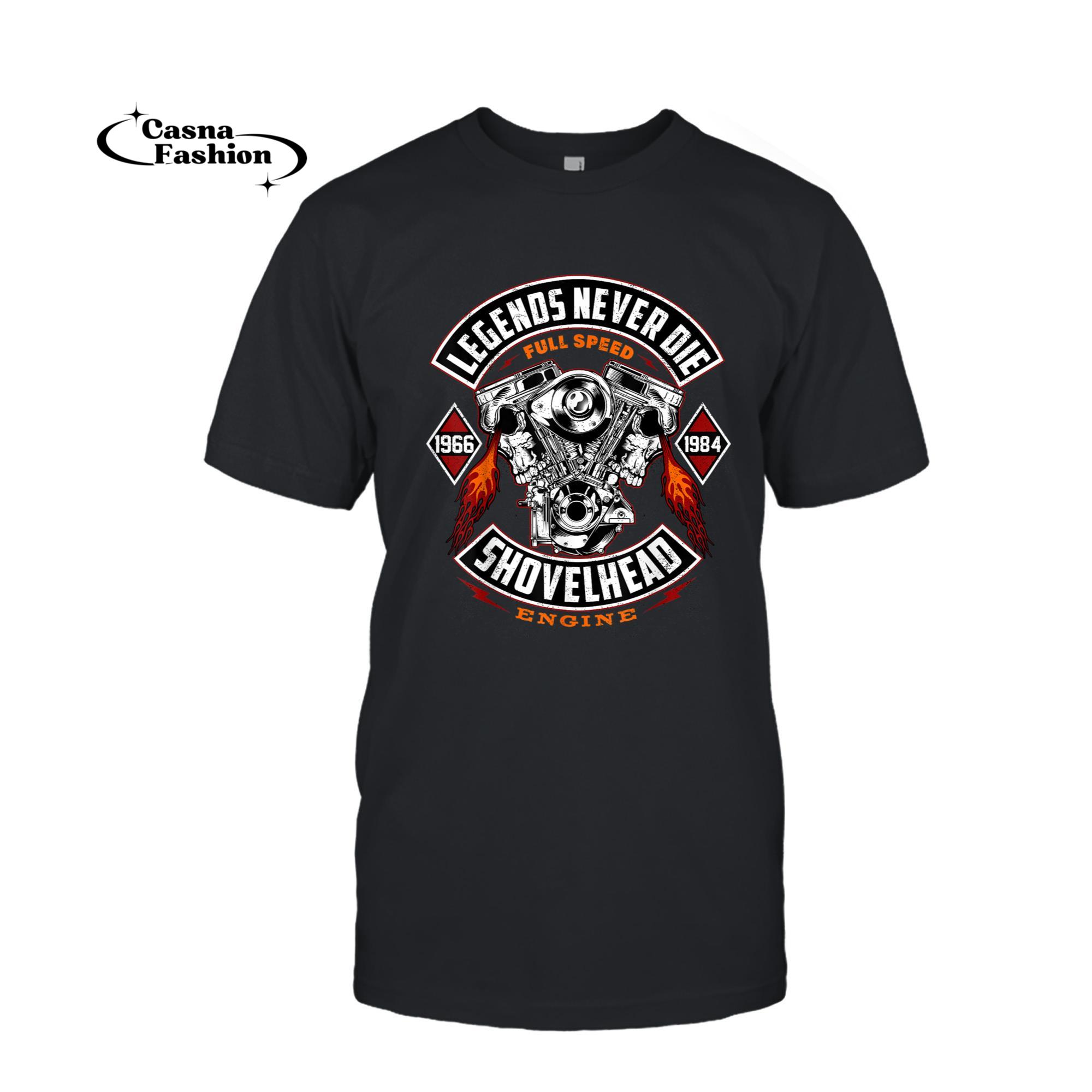 casnafashion_T-shirt_SHOVELHEAD 1966-1984 MOTOR Motorcycles Oldschool Choppers T-Shirt_T-shirt_Black