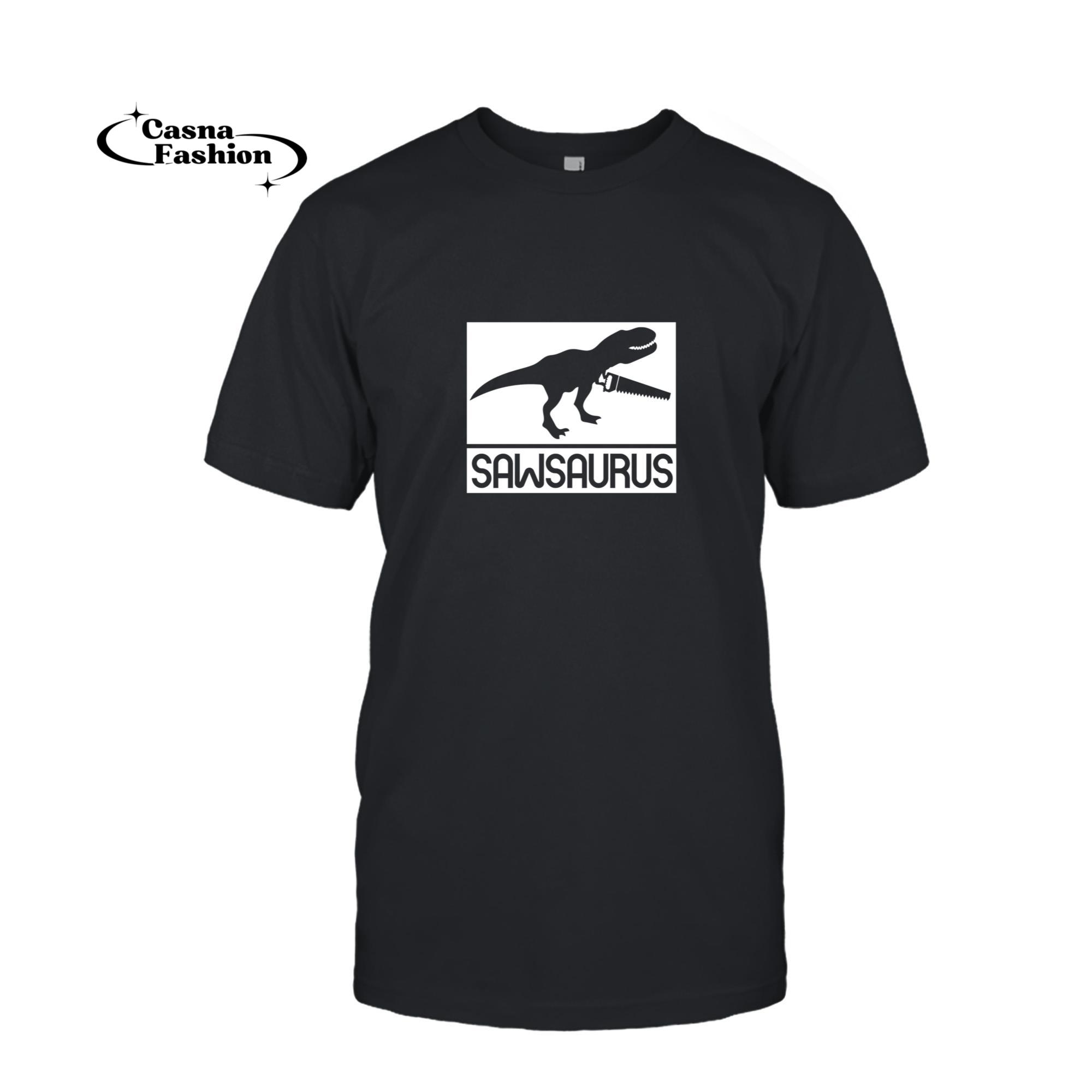 casnafashion_T-shirt_Sawsaurus Woodworking Dinosaurs Saw Pullover Hoodie_T-shirt_Black