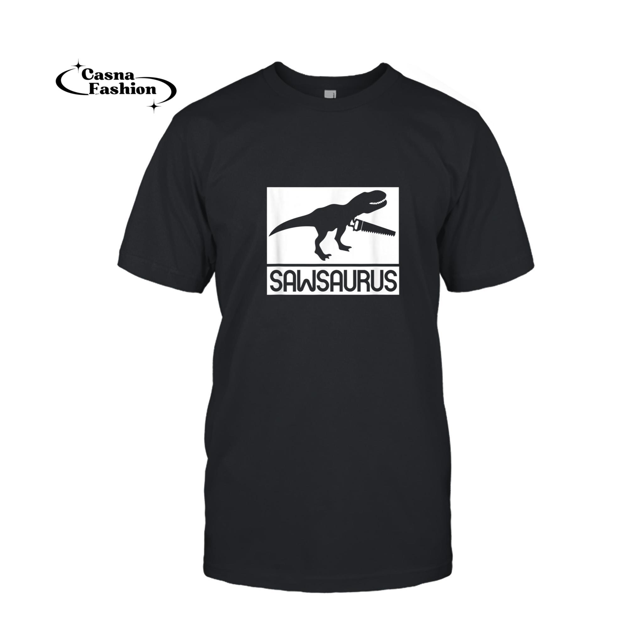 casnafashion_T-shirt_Sawsaurus Woodworking Dinosaurs Saw T-Shirt_T-shirt_Black