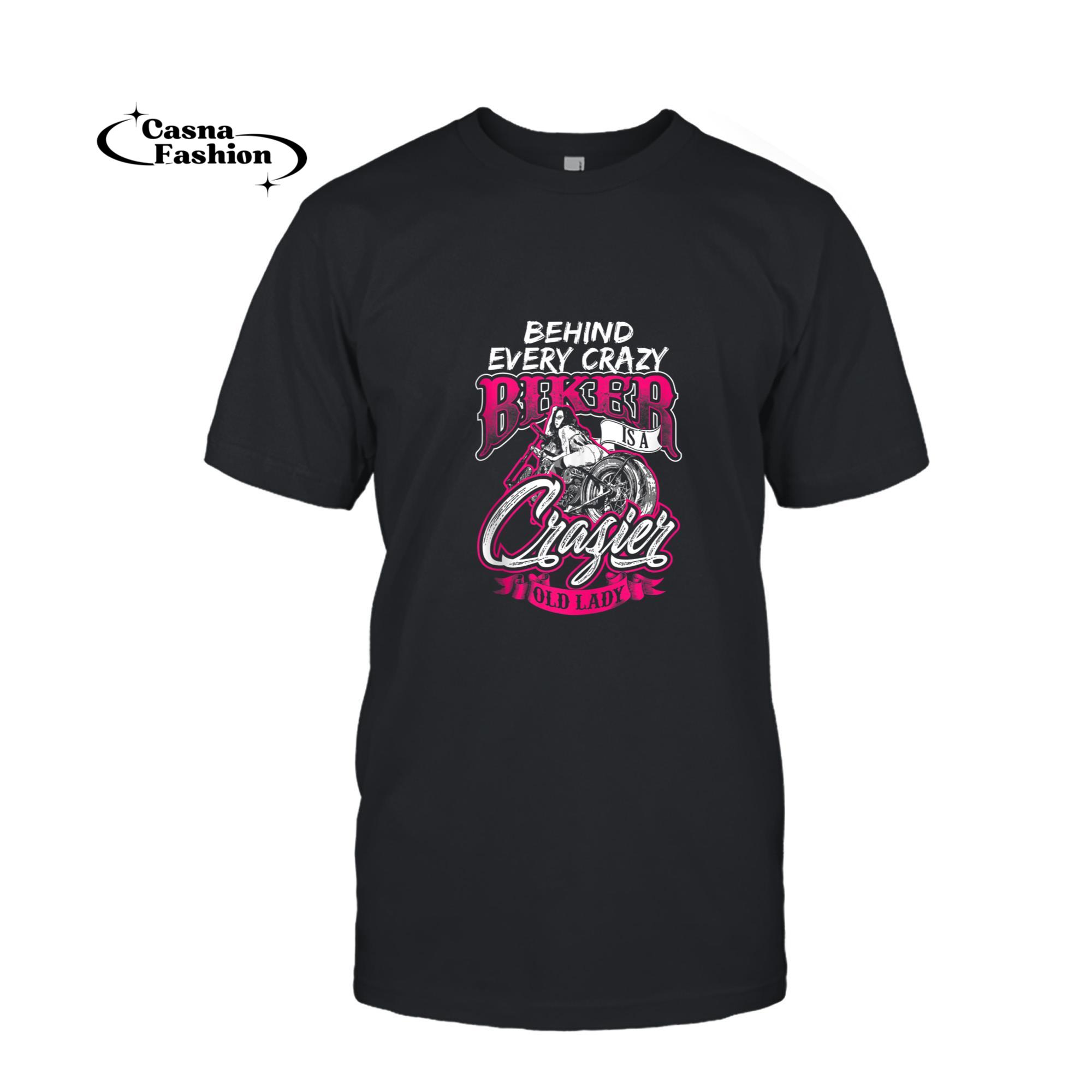 casnafashion_T-shirt_Sexy AF Behind Every Crazy Biker is Crazier Old Lady Gift  Tank Top_T-shirt_Black