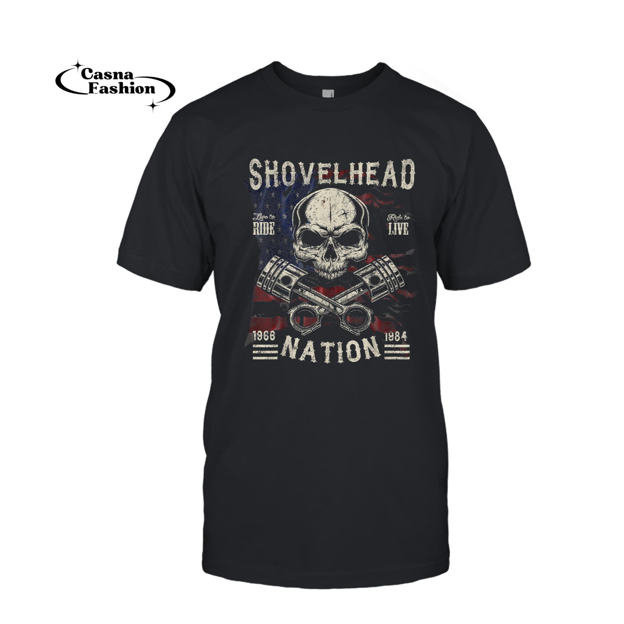 casnafashion_T-shirt_Shovelhead Nation Cooles Biker Motorrad Motocycles T-Shirt_T-shirt_Black