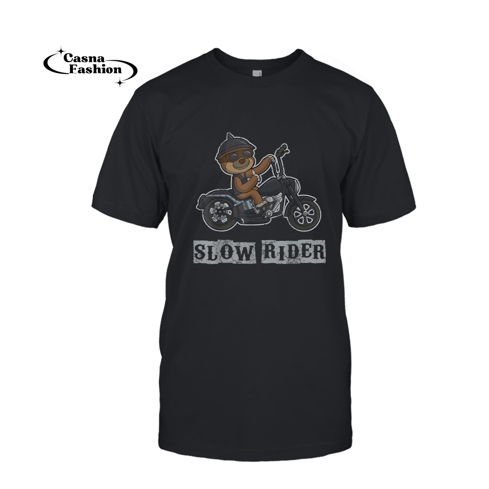 casnafashion_T-shirt_Sloth Motorcycle Biker Motorcycles Gift T-Shirt_T-shirt_Black