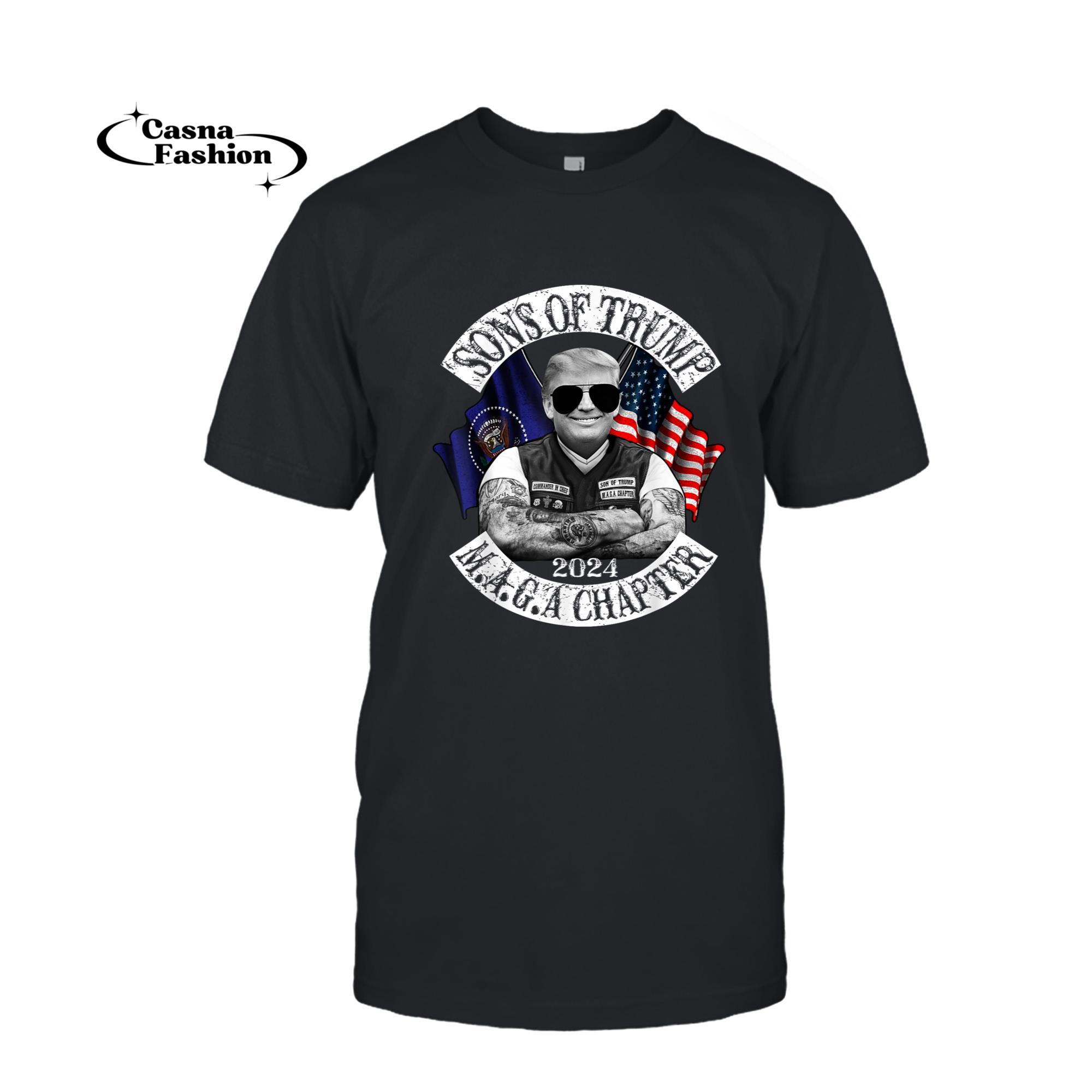 casnafashion_T-shirt_Sons Of Trump Maga Chapter 2024 Biker For Trump T-Shirt_T-shirt_Black