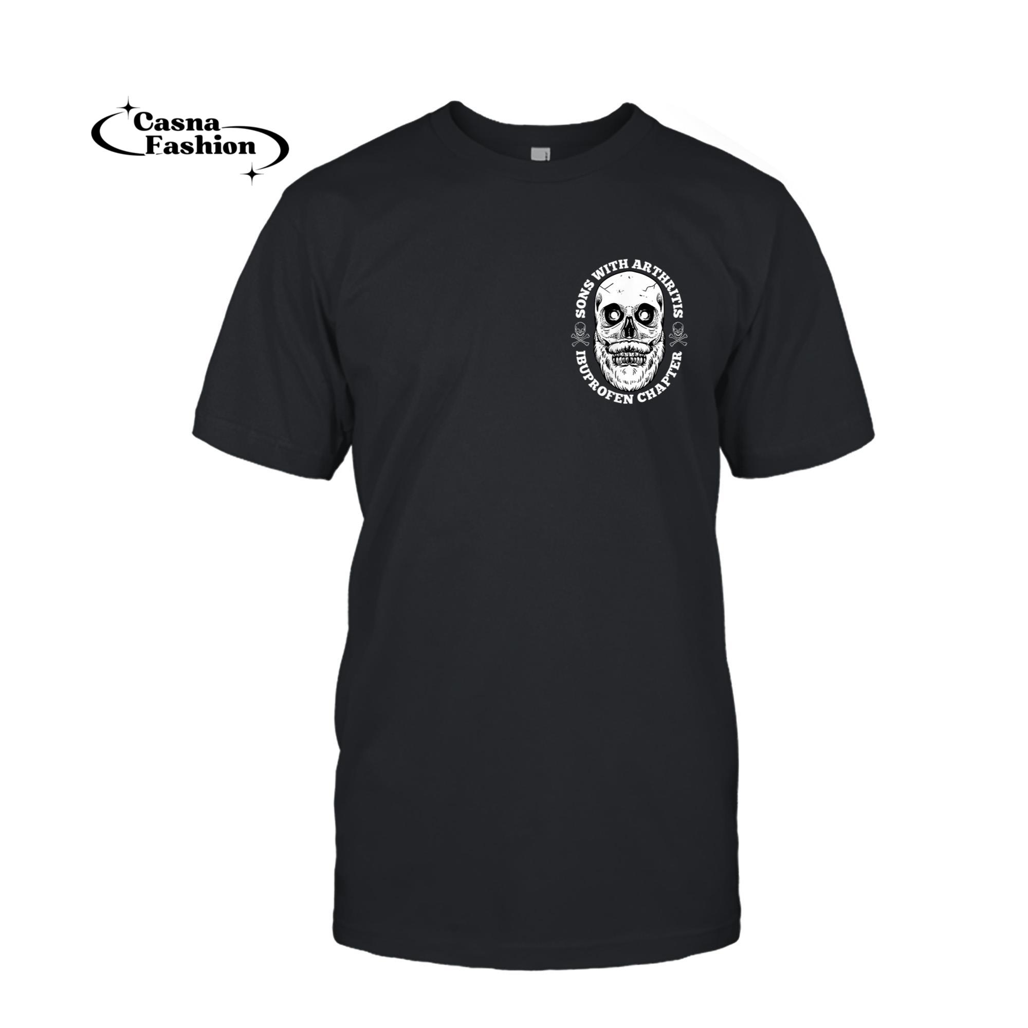 casnafashion_T-shirt_Sons With Arthritis 2 Sided Front Back Funny Retired Biker T-Shirt_T-shirt_Black