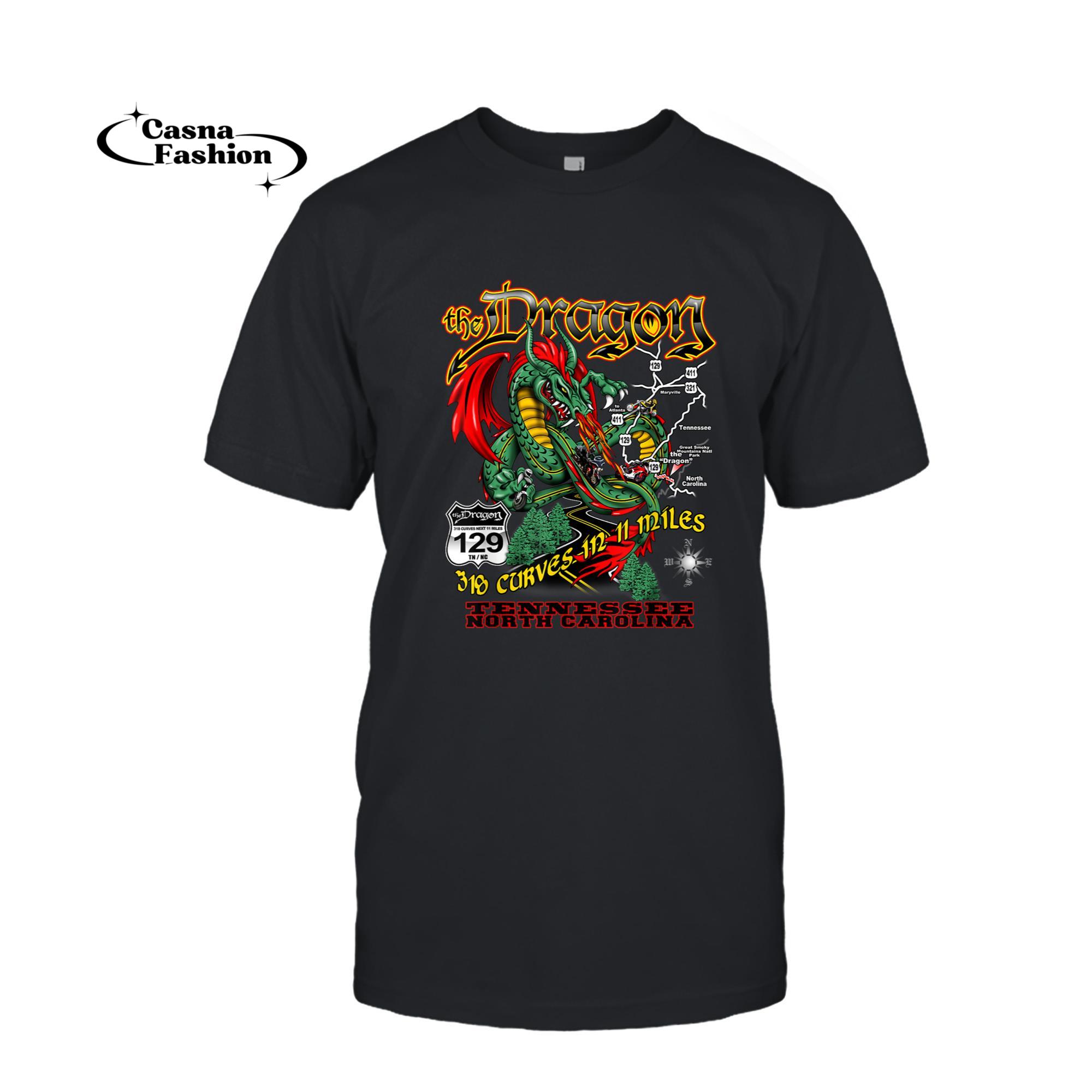 casnafashion_T-shirt_The Dragon 129 Tennessee North Carolina 318 Curves 11 Miles T-Shirt_T-shirt_Black