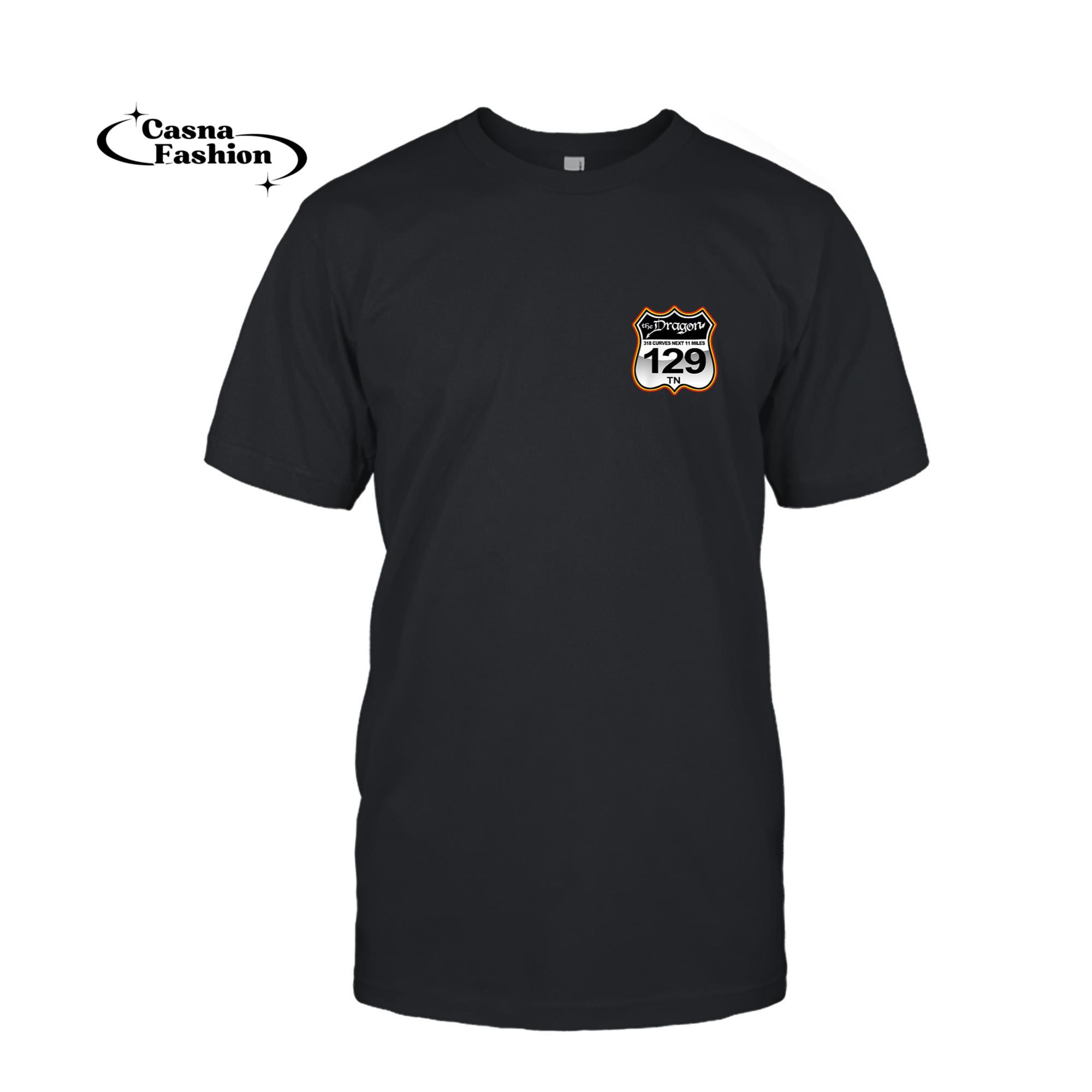 casnafashion_T-shirt_The Dragon US 129 318 Curves 11 Miles Design Front and Back T-Shirt_T-shirt_Black