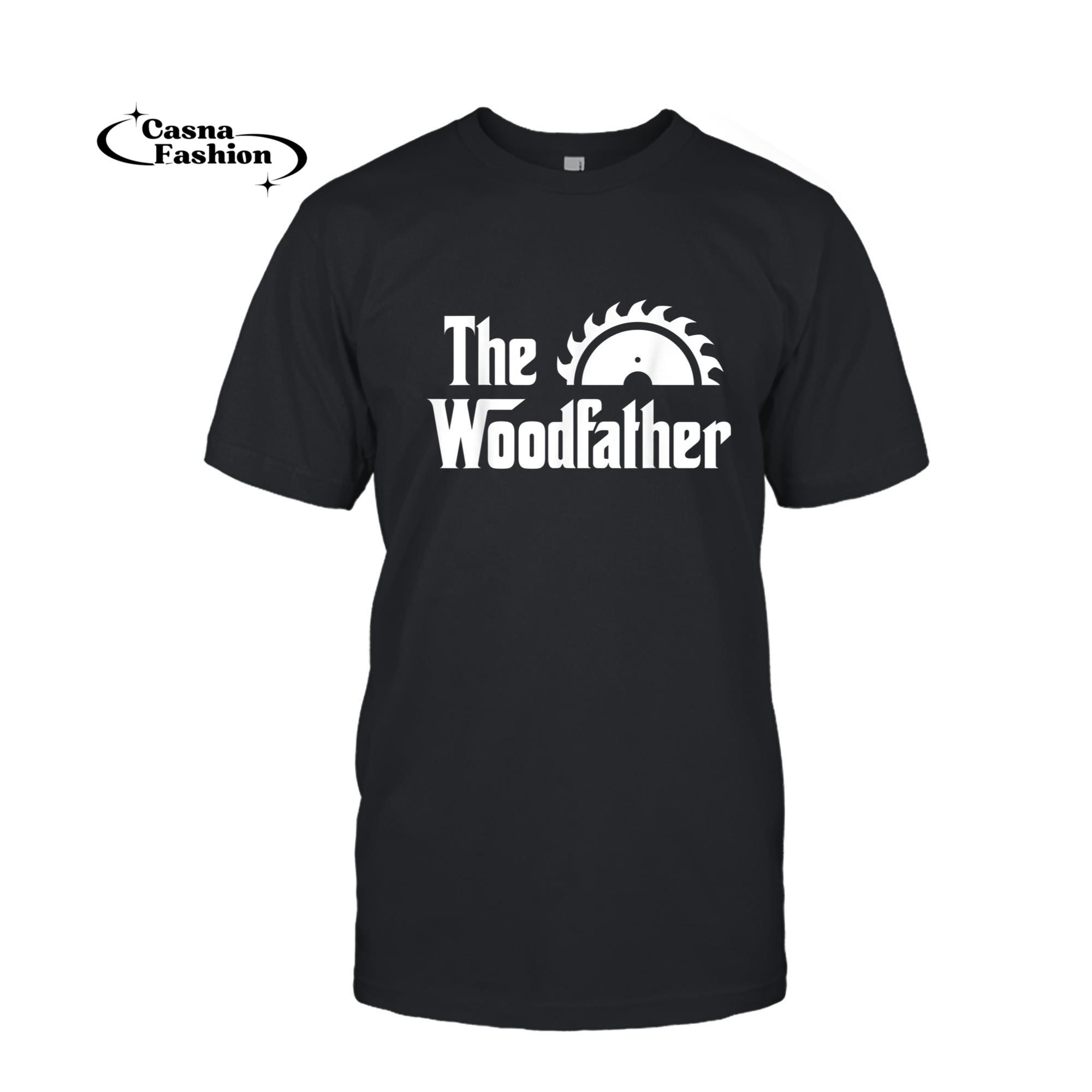 casnafashion_T-shirt_The Woodfather Funny Woodworking Carpenter Joke Woodworker T-Shirt_T-shirt_Black