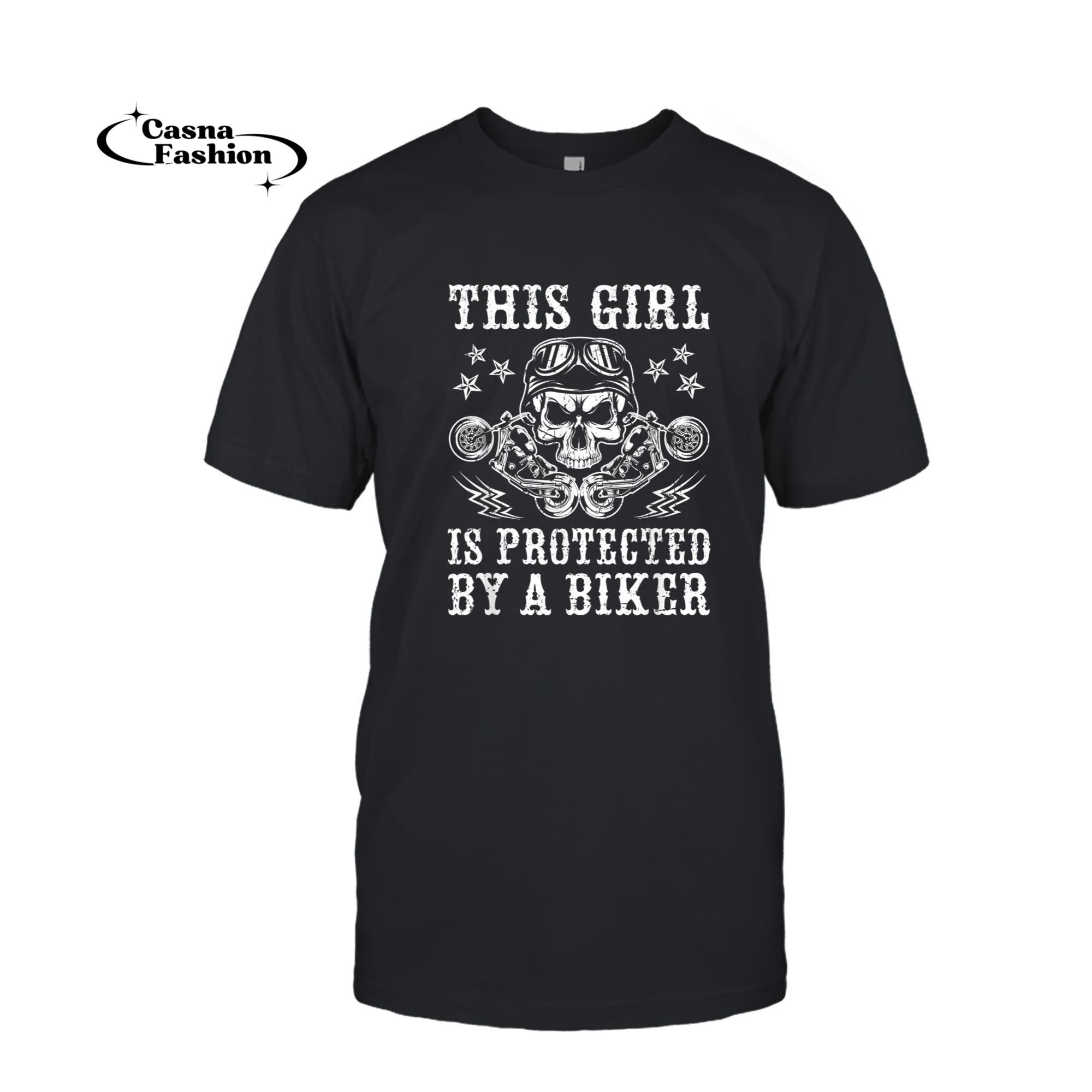 casnafashion_T-shirt_This Girl Is Protected By A Biker T-Shirt_T-shirt_Black