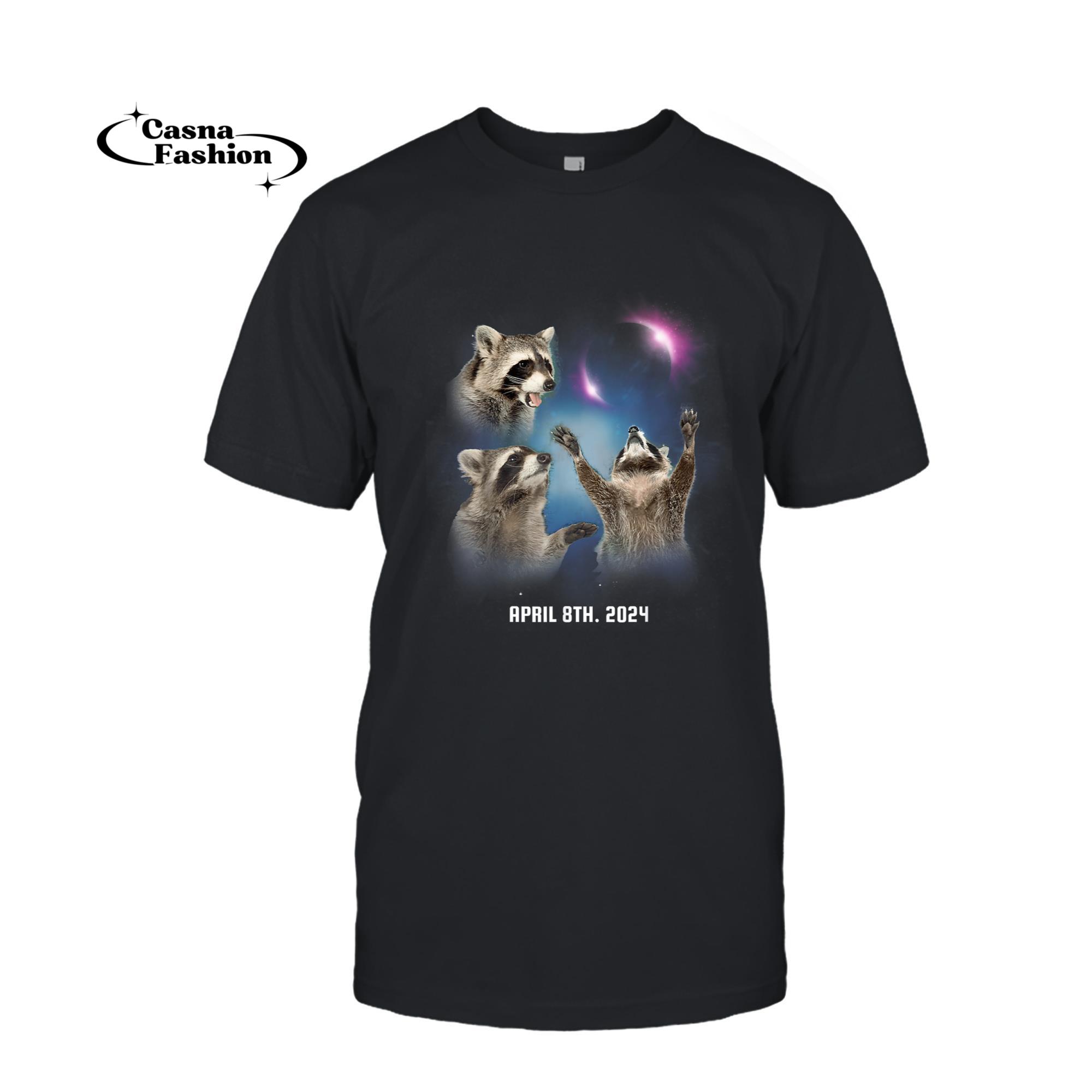 casnafashion_T-shirt_Three Possum Total Solar Eclipse Funny Weird Cursed Meme T-Shirt_T-shirt_Black