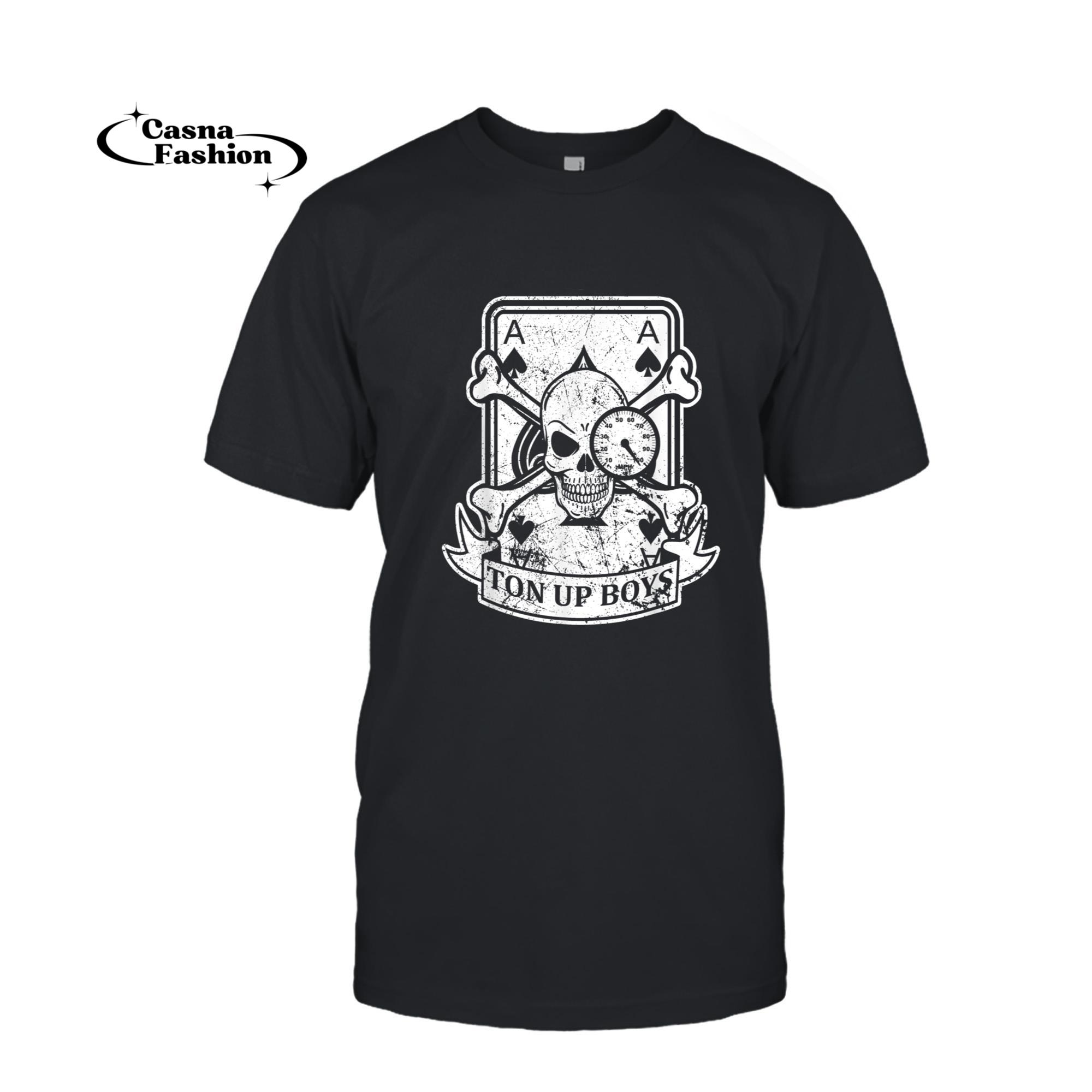 casnafashion_T-shirt_Ton Up Boys, Ace Cafe Biker Motorcyclist design T-Shirt_T-shirt_Black