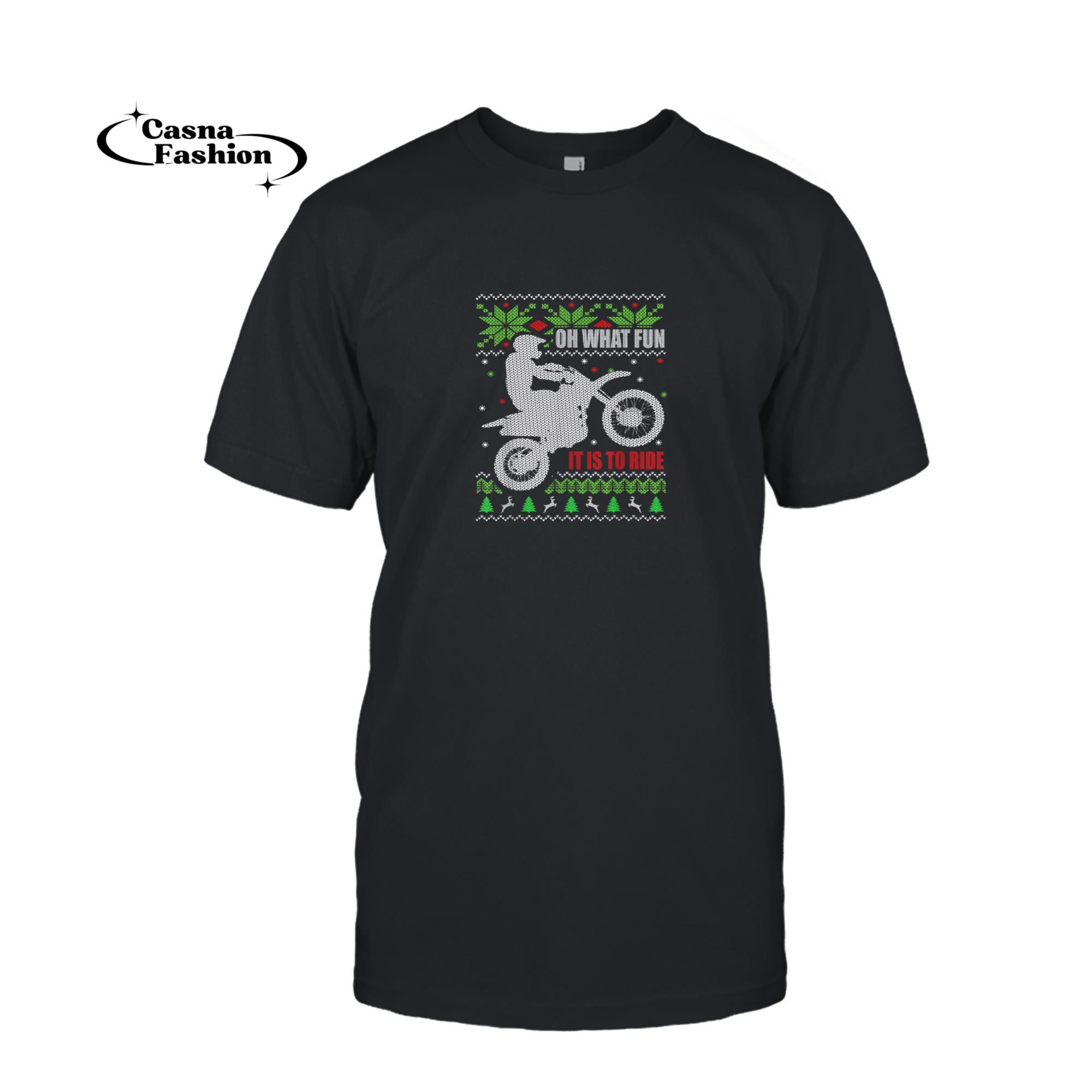 casnafashion_T-shirt_Ugly Christmas Sweater Dirt Bike Motorcycle Motocross Biker Pullover Hoodie_T-shirt_Black