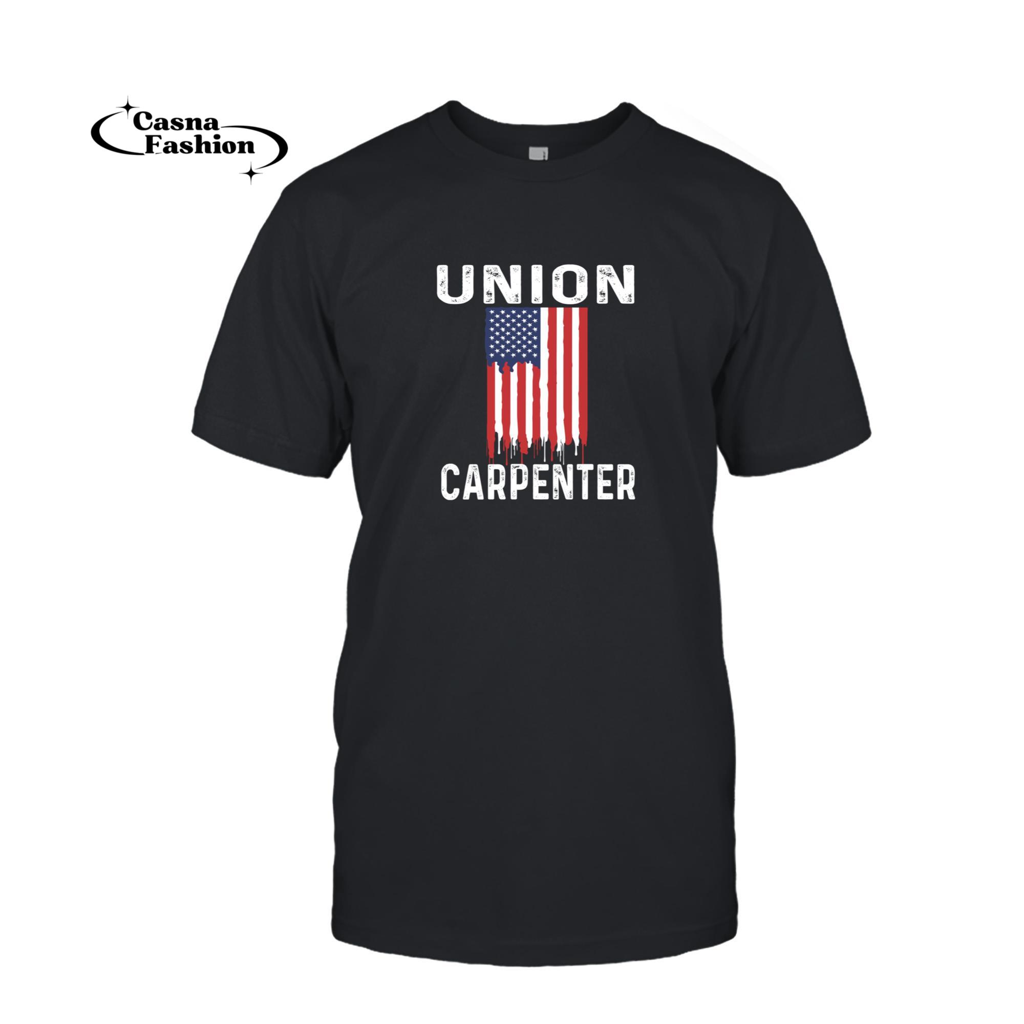 casnafashion_T-shirt_Union Carpenter Patriotic USA Flag Gift Red White Blue Flag Pullover Hoodie_T-shirt_Black