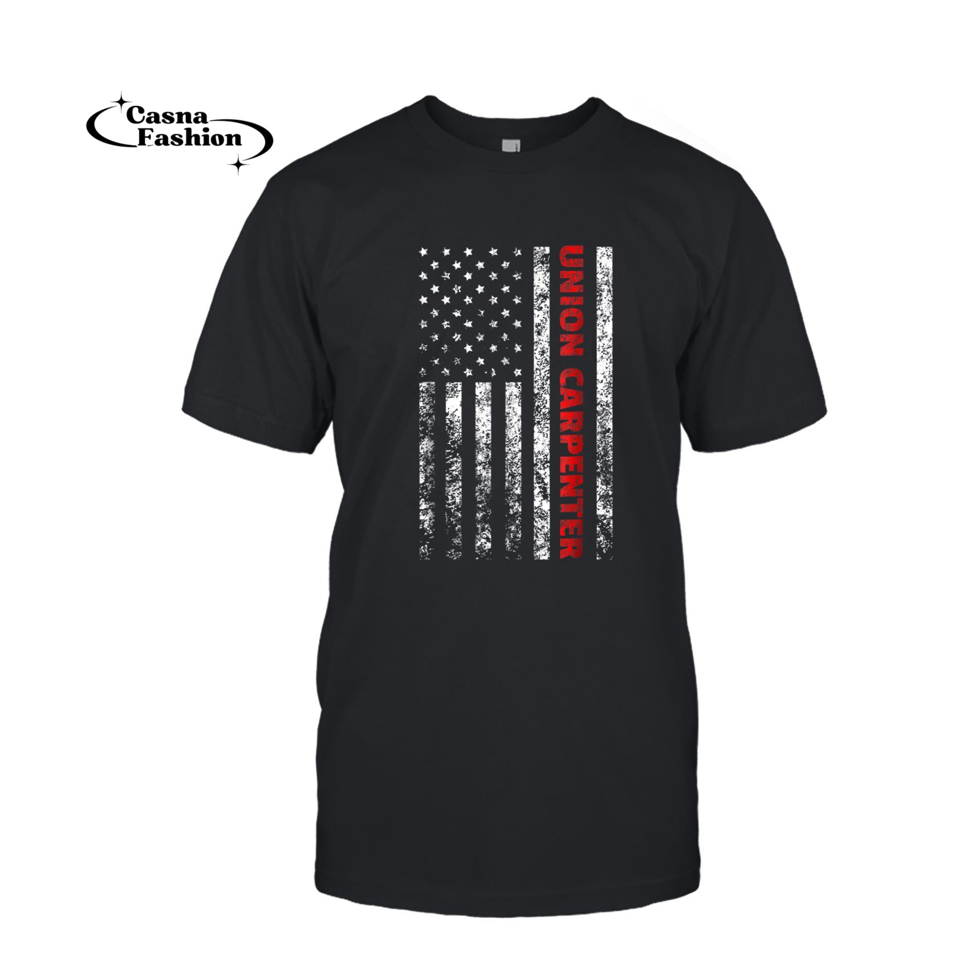 casnafashion_T-shirt_Union Carpenter T Shirt With A Vintage American Flag_T-shirt_Black