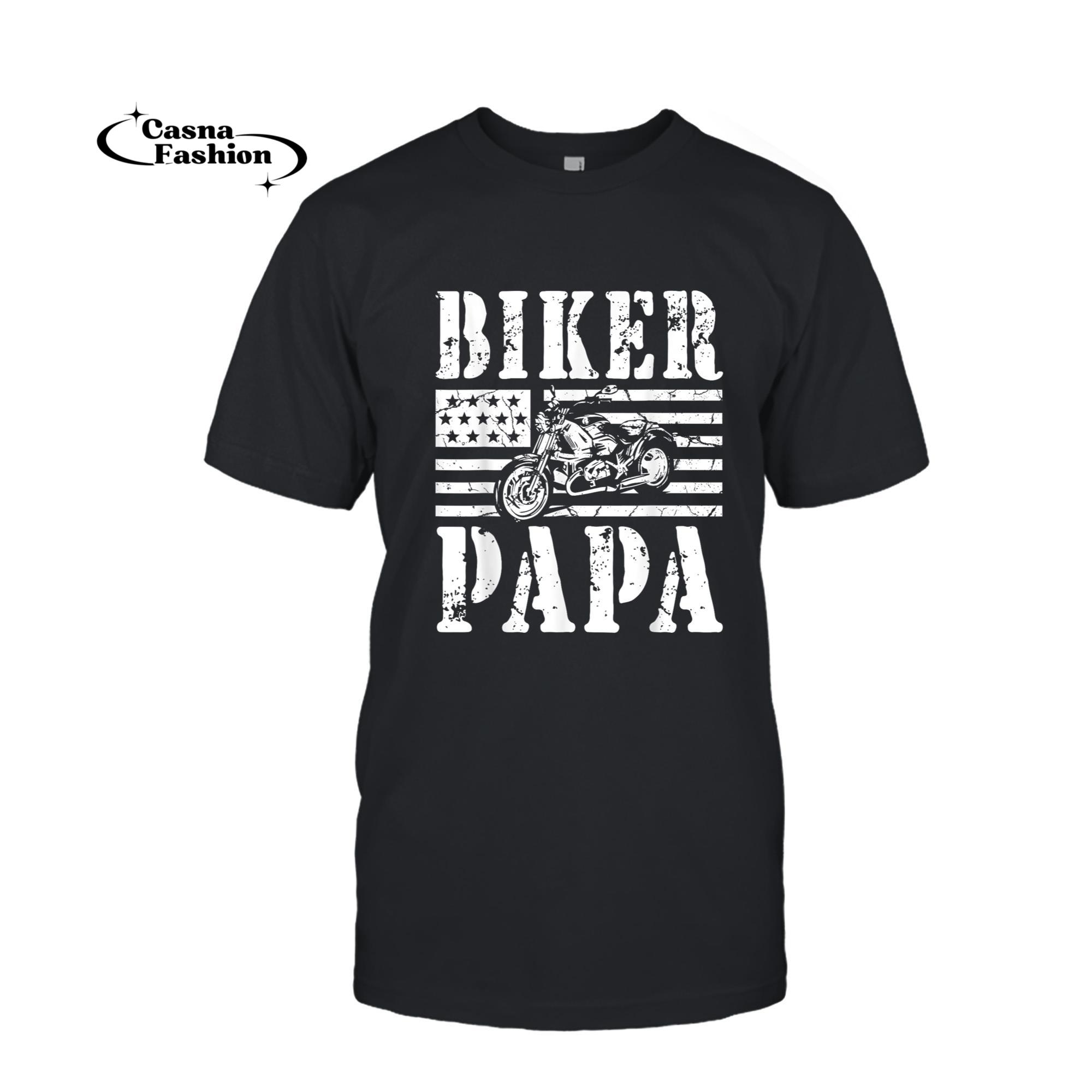 casnafashion_T-shirt_Vintage Papa Biker - Papa Motorcycle T-Shirt_T-shirt_Black