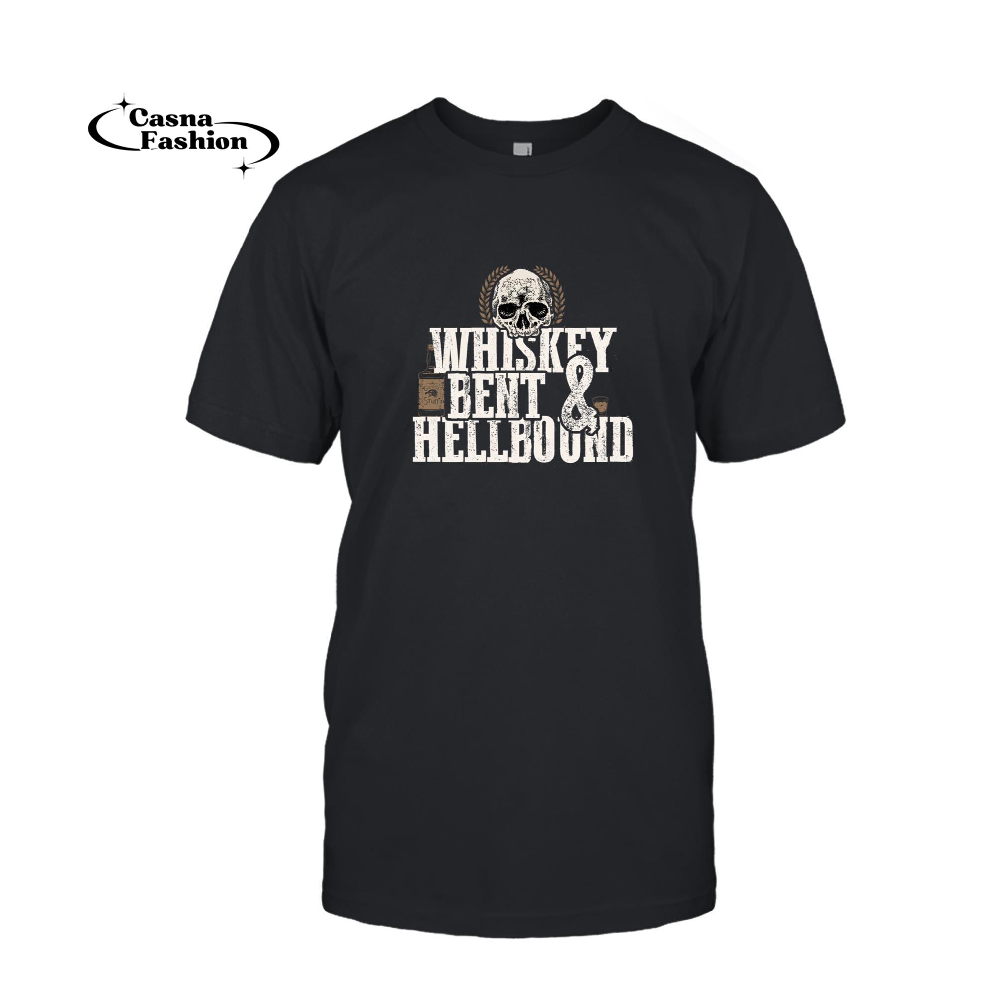 casnafashion_T-shirt_Whiskey Bent And Hellbound Hoodie Distressed Biker Style_T-shirt_Black