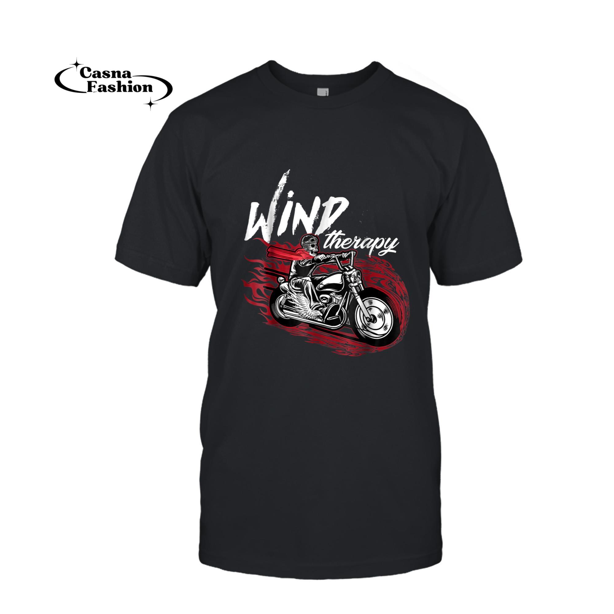 casnafashion_T-shirt_Wind Therapy T-Shirt Motorbike Motorcycle Men Women Gift Tee_T-shirt_Black