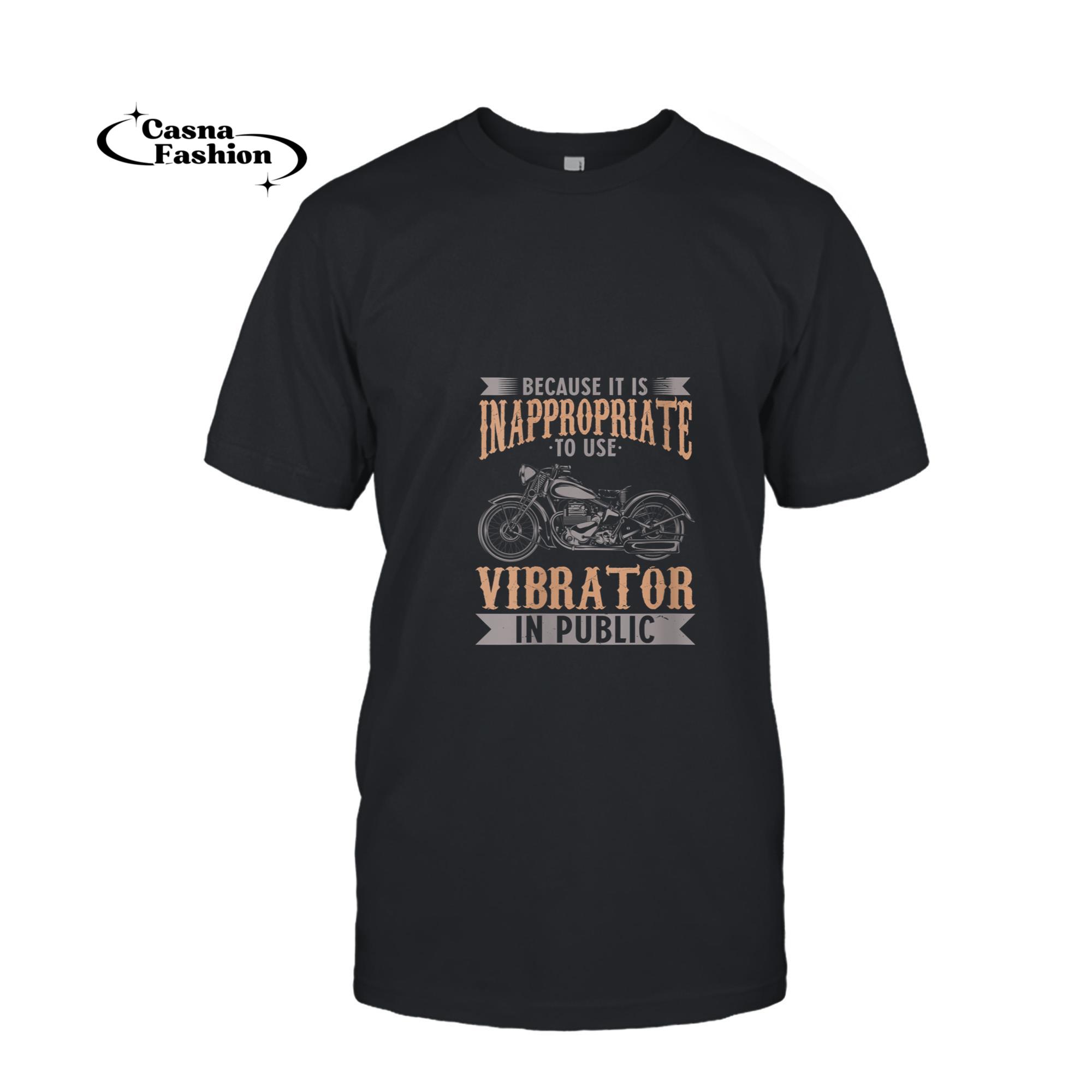 casnafashion_T-shirt_Womens Because It Is Inappropriate To Use Vibrator In Public Biker V-Neck T-Shirt_T-shirt_Black