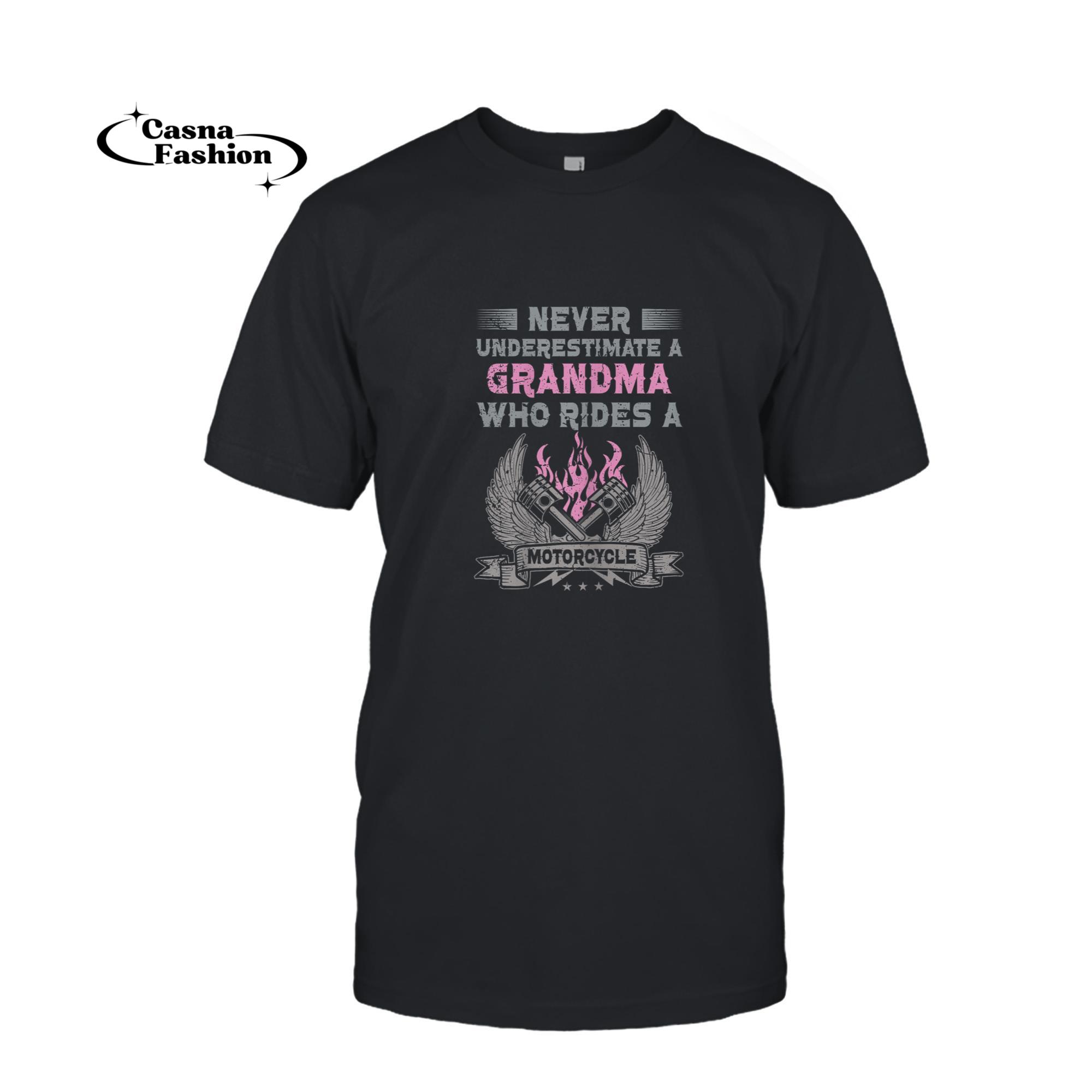 casnafashion_T-shirt_Womens Biker Grandma Motorcycle Vintage Grandmother Motorbike T-Shirt_T-shirt_Black