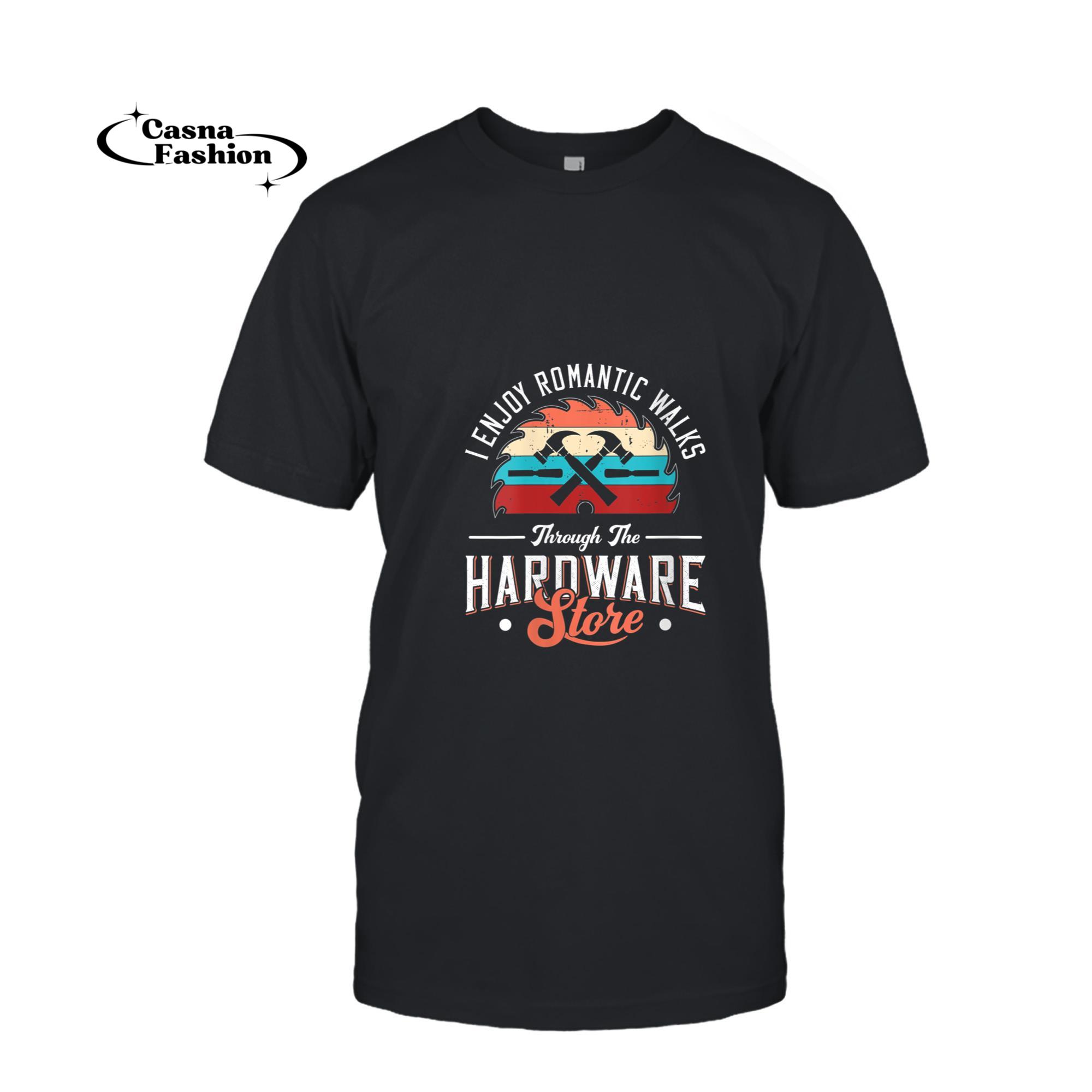 casnafashion_T-shirt_Womens I Enjoy Romantic Walks Through The Hardware Store Carpentry V-Neck T-Shirt_T-shirt_Black