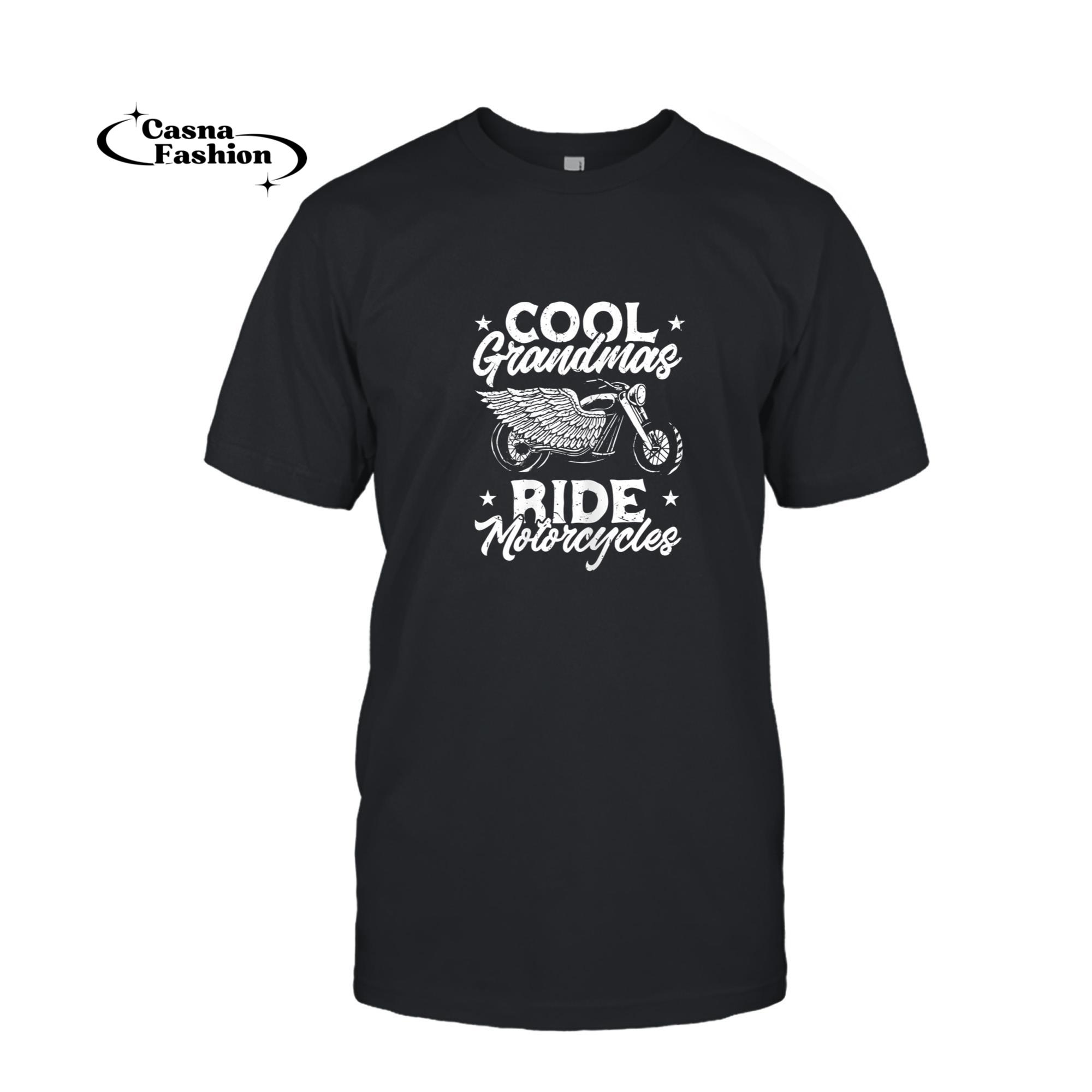 casnafashion_T-shirt_Womens Motorcycle Biker Granny Cool Grandmas Ride Motorcycles T-Shirt_T-shirt_Black