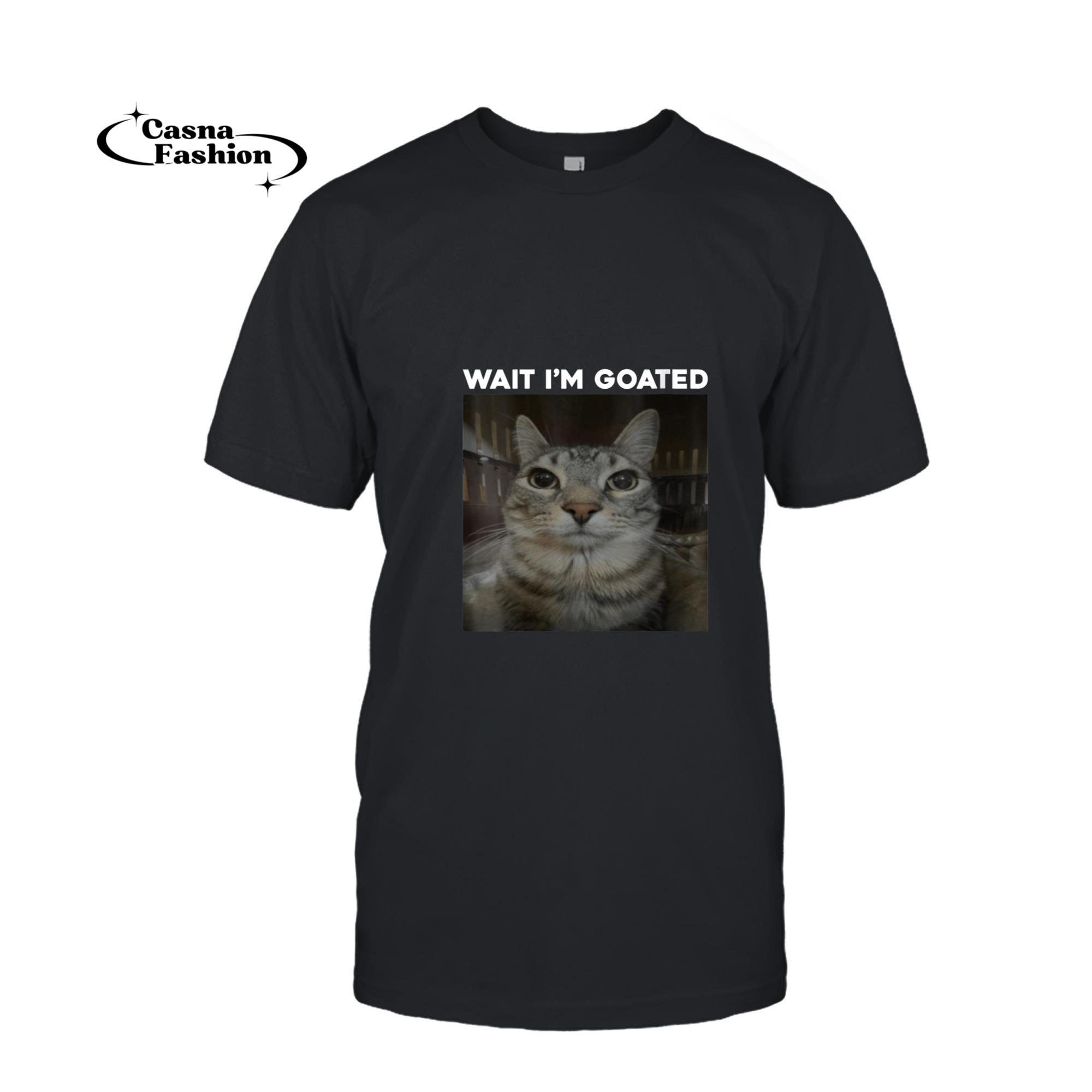 casnafashion_T-shirt_Womens Wait I'm Goated Cat Humor Meme V-Neck T-Shirt_T-shirt_Black