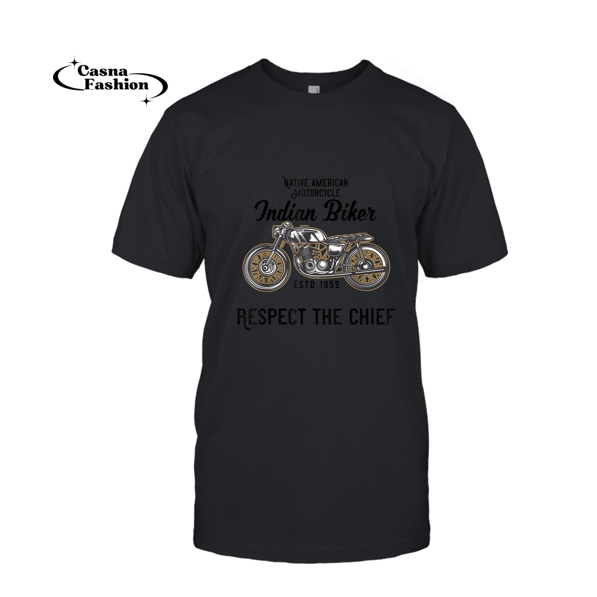 casnafashion_T-shirt_indian bikers motorcyle ,native american chief biker club te_T-shirt_Black