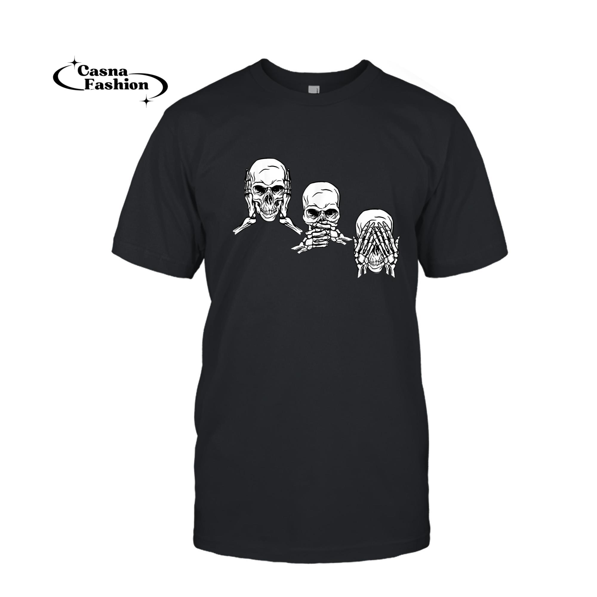 casnafashion_T-shirt_see nothing, hear nothing, say nothing _ Skull biker T-Shirt_T-shirt_Black