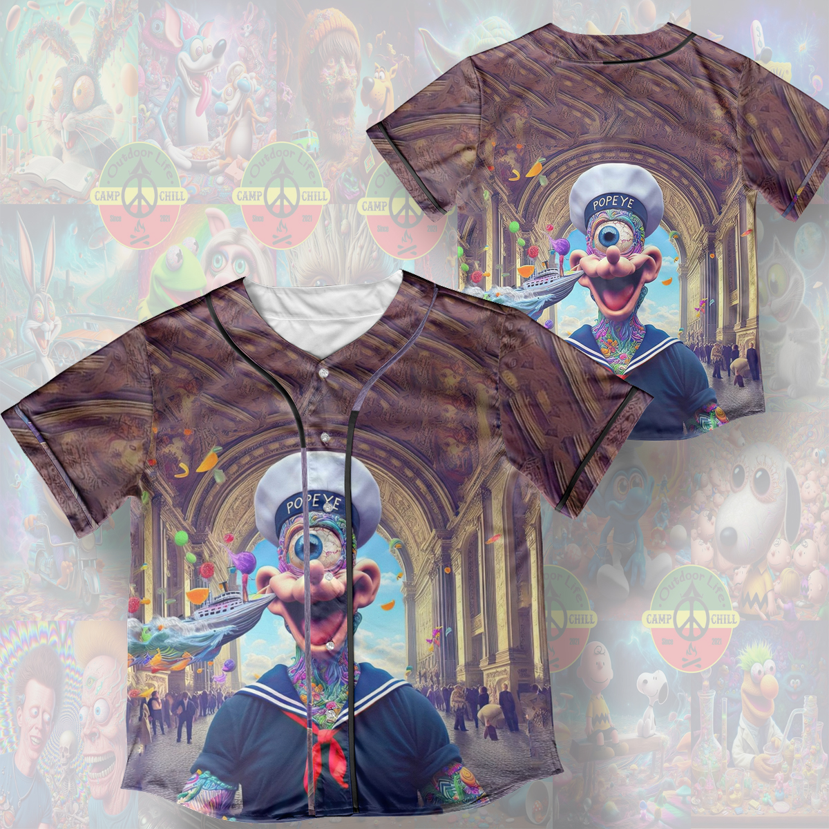 Popeye High Psychedelic Style Cover Rave Edm Jersey