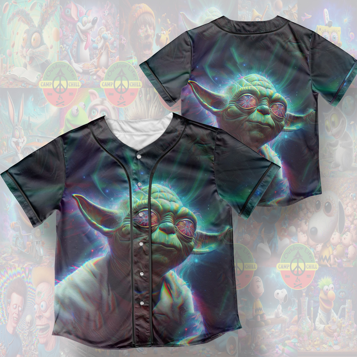 Yoda Trip Psychedelic Style Cover Rave Edm Jersey