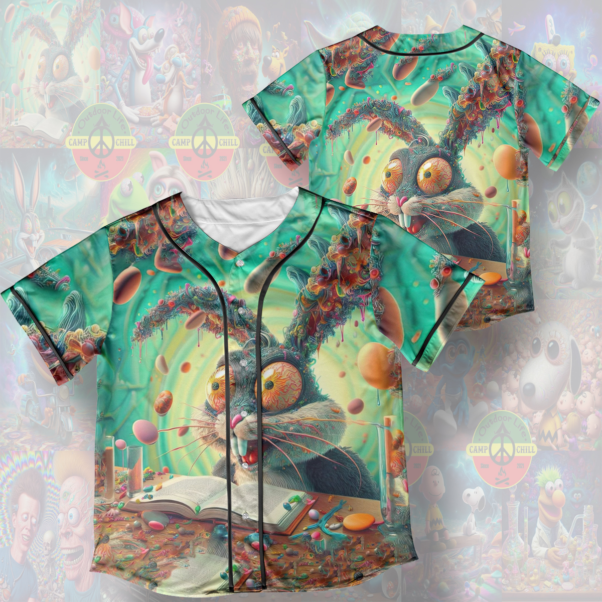 Looney Tunes Bugs Bunny Reading Book So High Psychedelic Style Cover Rave Edm Jersey