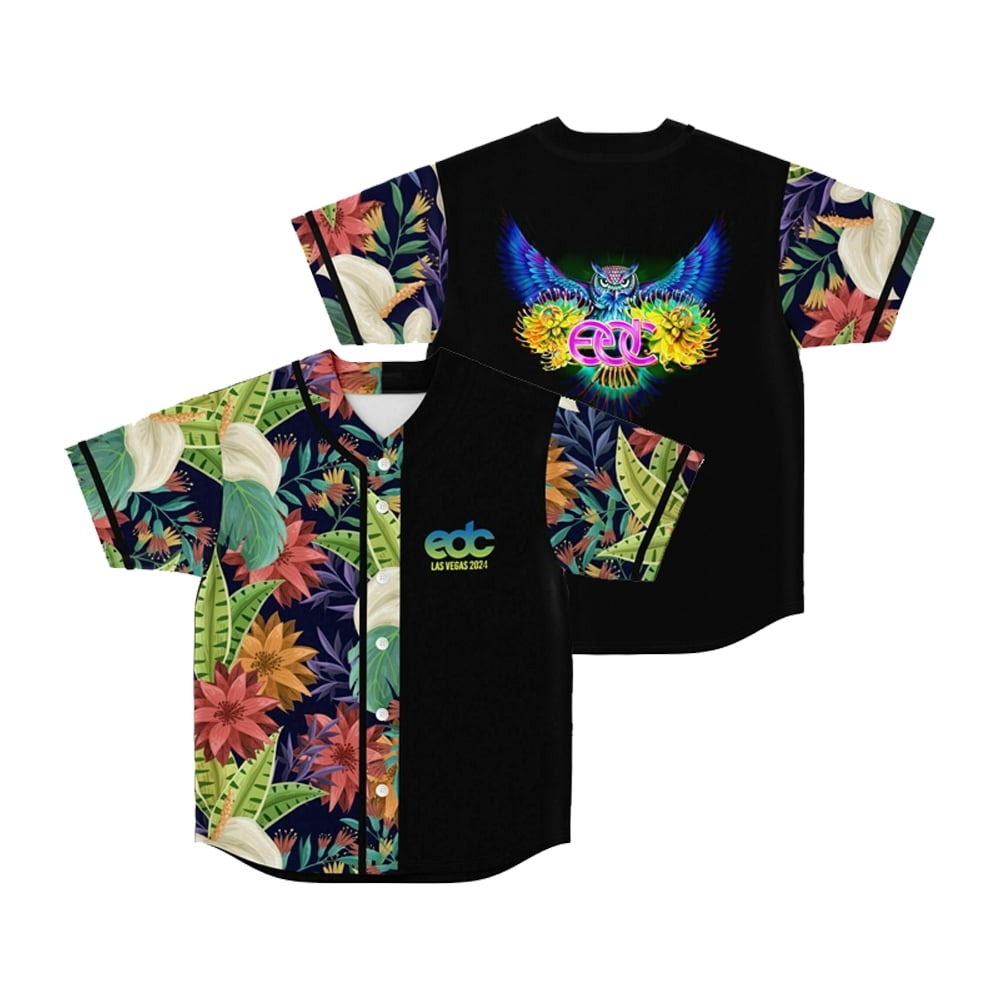 Edc Festival 2024 Jersey Flora And Black Split Baseball Jacket Shirts Women Men Short Sleeve Tee