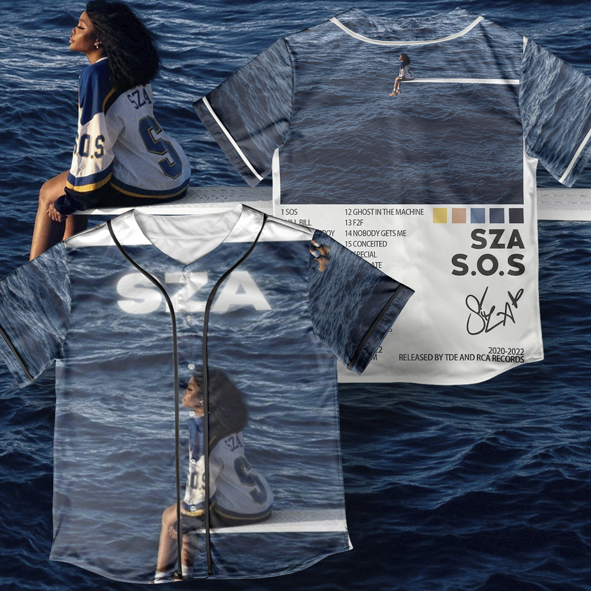 Sza Sos Album Cover Baseball Jersey