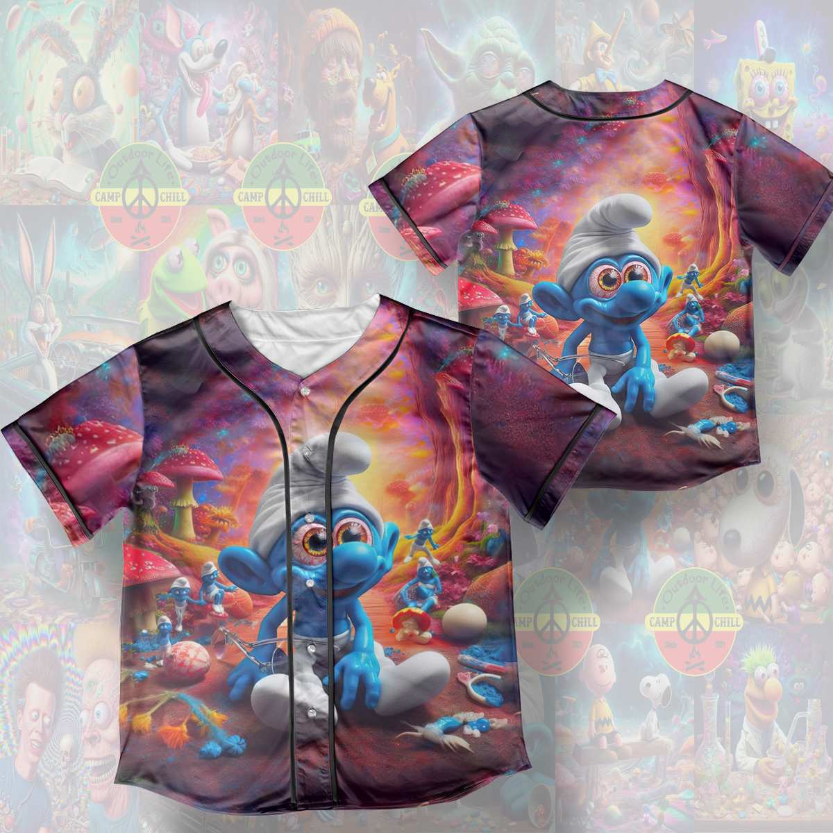 Mr.smurfs Psychedelic Style Cover Rave Edm Jersey