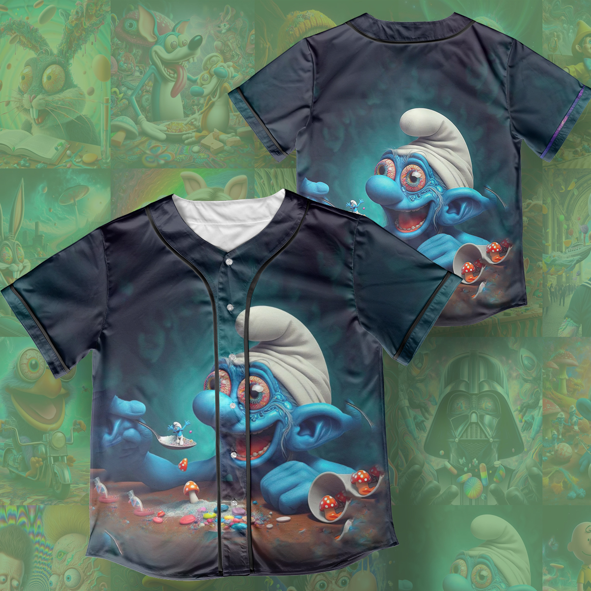 Smurfs Psychedelic Style Cover Rave Edm Jersey