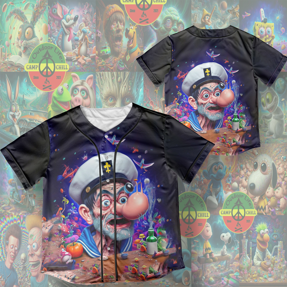 Popeye Psychedelic Style Cover Rave Edm Jersey