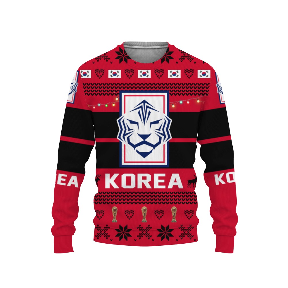 korea republic national team, qatar world cup 2022, merry christmas sweater t-shirt hoodie-3D Sweatshirt