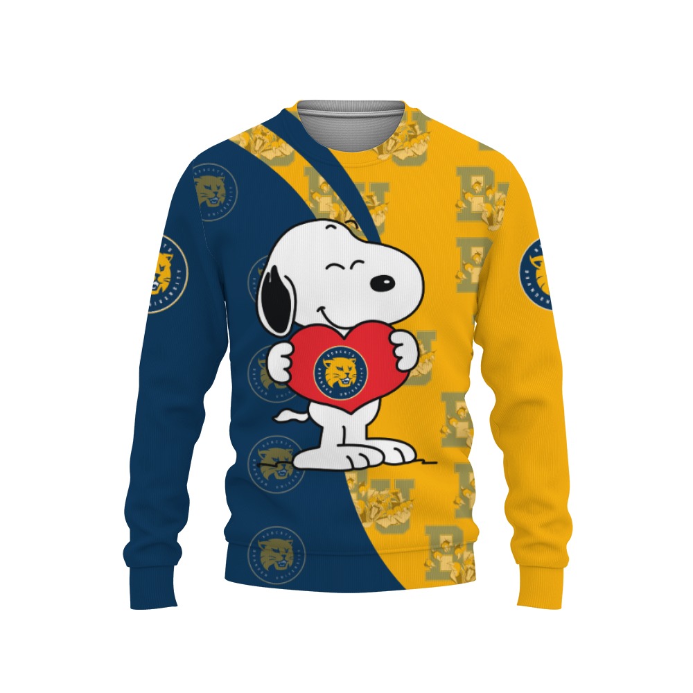 on Bobcats Snoopy Cute Heart American Sports Team Sweatshirt-3D Sweatshirt